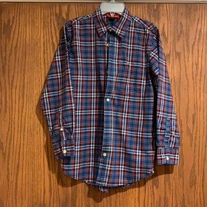 Gap Kids Boys XL blue-orange plaid dress shirt